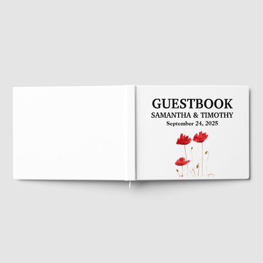 Red Poppies Bloemen Bloemen Bloemen Bruiloft Gaste Gastenboek (Volledig)