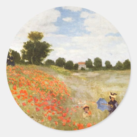 Red Poppies Blooming - Claude Monet Ronde Sticker (Voorkant)