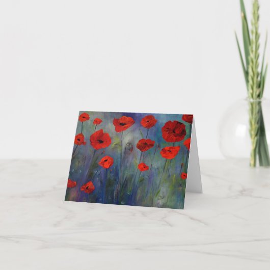 Red Poppies Blue Fog Fine Art Kaart (Voorkant)