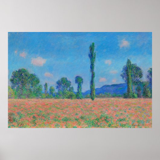 Red Poppies Blue Sky by Monet - Poppy Field Poster (Voorkant)