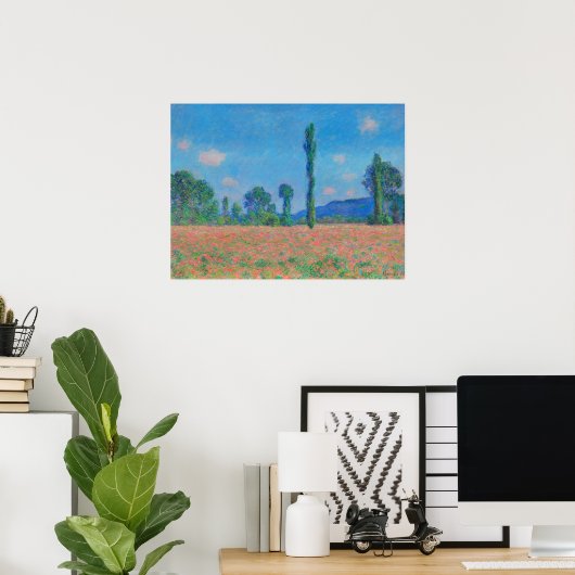 Red Poppies Blue Sky door Monet - Poppy Field Poster (Thuiskantoor)