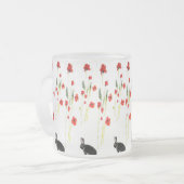 Red Poppies Bunny Rabbit Floral Matglas Koffiemok (Voorkant links)