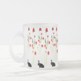 Red Poppies Bunny Rabbit Floral Matglas Koffiemok