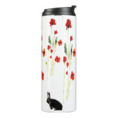 Red Poppies Bunny Rabbit Floral Thermosbeker (Gedraaid links)