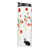 Red Poppies Bunny Rabbit Floral Thermosbeker (Geroteerd rechts)