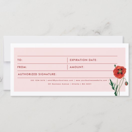Red Poppies Business Logo Cadeaubon (Achterkant)
