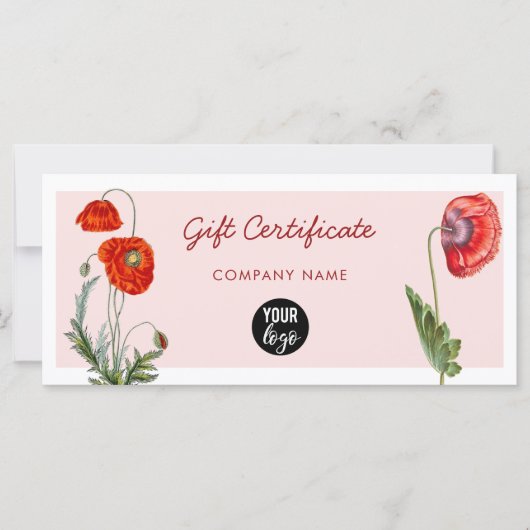 Red Poppies Business Logo Cadeaubon (Voorkant)