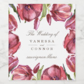 Red Poppies Chci Floral uw trouwnamen Wijn Etiket (Enkel label)