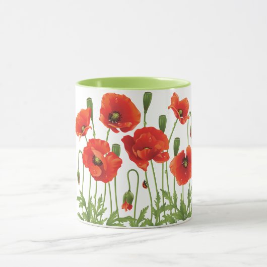 Red Poppies Coffee Mok Oekraïens ontwerp (Midden)