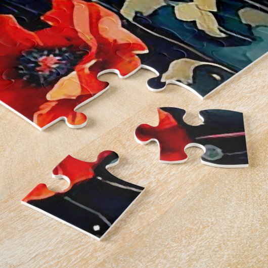 Red Poppies Country Side Boerderij Huis Puzzel Legpuzzel (Zijkant)