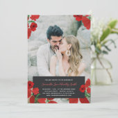Red Poppies Custom Photo Wedding Kaart (Staand voorkant)