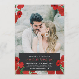 Red Poppies Custom Photo Wedding Kaart