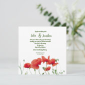 Red Poppies Custom Wedding Invitation Kaart (Staand voorkant)