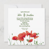 Red Poppies Custom Wedding Invitation Kaart (Voorkant)