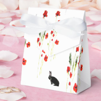 Red Poppies Cute Bunny Rabbit Bedankdoosjes