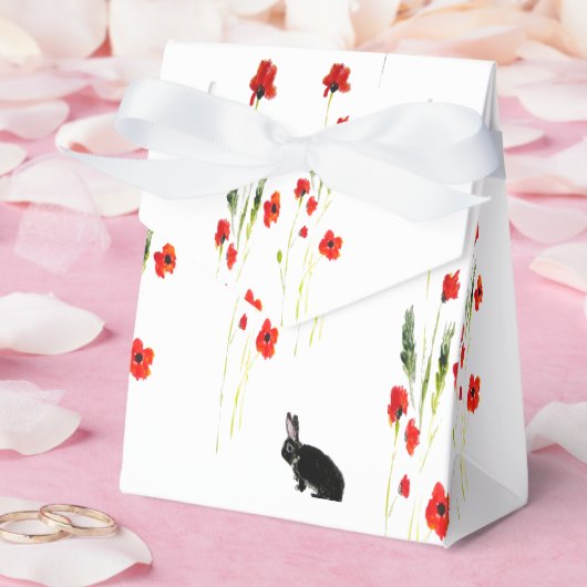 Red Poppies Cute Bunny Rabbit Bedankdoosjes (Huwelijk)