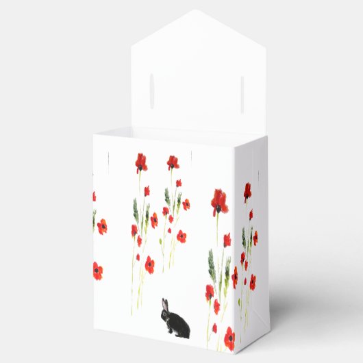 Red Poppies Cute Bunny Rabbit Bedankdoosjes (Geopend)