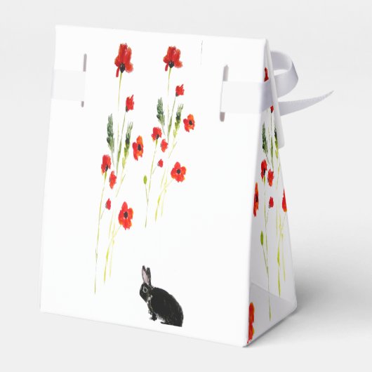 Red Poppies Cute Bunny Rabbit Bedankdoosjes (Achterkant)