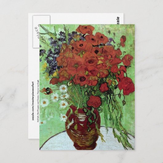 Red Poppies & Daisies (F280)Van Gogh Fine Art Briefkaart (Voorkant / Achterkant)