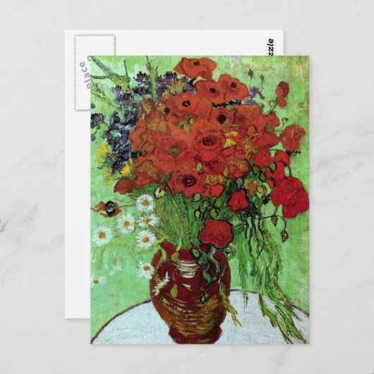 Red Poppies & Daisies (F280) Van Gogh Fine Art Briefkaart (Voorkant / Achterkant)