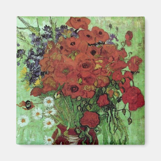 Red Poppies & Daisies (F280)Van Gogh Fine Art Magneet (Voorkant)