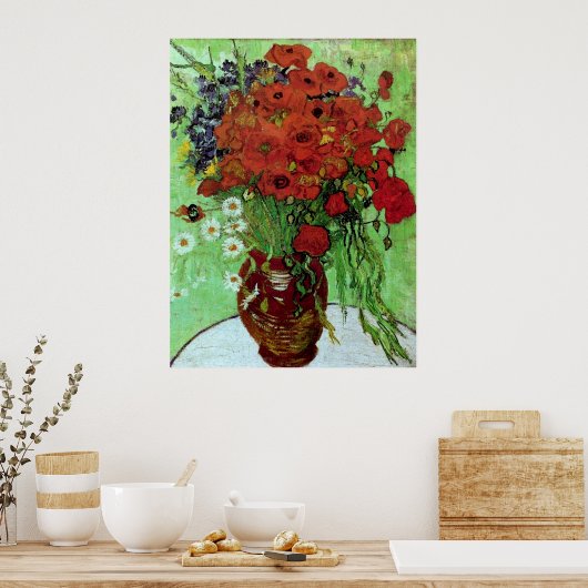 Red Poppies & Daisies (F280) Van Gogh Fine Art Poster (Keuken)