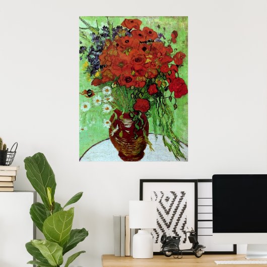 Red Poppies & Daisies (F280) Van Gogh Fine Art Poster (Thuiskantoor)