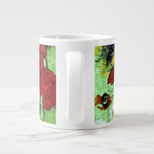 Red Poppies & Daisies Van Gogh Fine Art Grote Koffiekop (Achterkant)