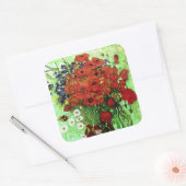 Red Poppies & Daisies Van Gogh Fine Art Vierkante Sticker (Envelop)
