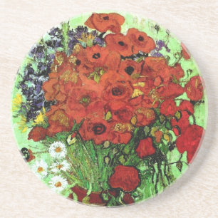 Red Poppies & Daisies Van Gogh Fine Art Zandsteen Onderzetter