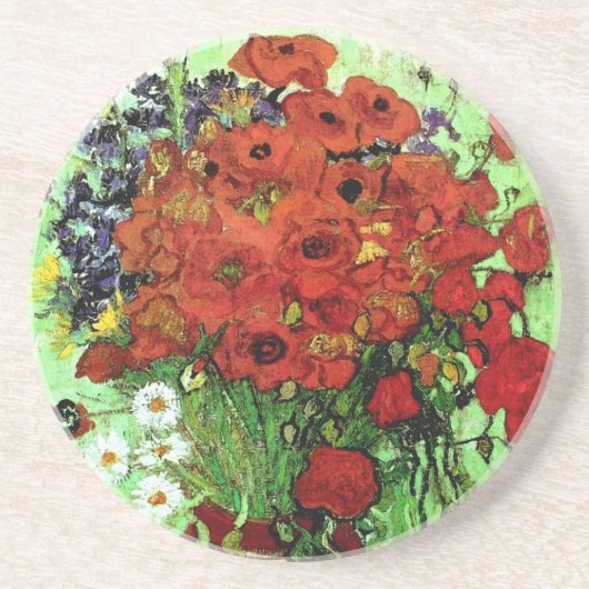 Red Poppies & Daisies Van Gogh Fine Art Zandsteen Onderzetter (Voorkant)