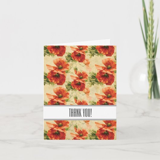 Red Poppies dank je Bedankkaart (Voorkant)