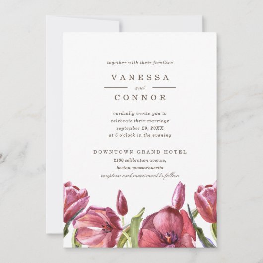 Red Poppies Elegant Boho Floral Wedding Kaart (Voorkant)