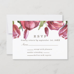 Red Poppies Elegant Formal Wedding Response Rsvp Kaart
