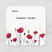 Red Poppies – Elegante Wildflower Vierkante Visitekaartje (Voorkant)