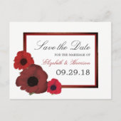 Red Poppies en Burlap Wedding Save the Date Aankondigingskaart (Voorkant)