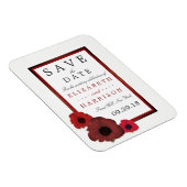Red Poppies en Burlap Wedding Save the Date Magneet (Rechterzijde)