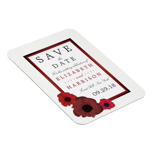 Red Poppies en Burlap Wedding Save the Date Magneet (Rechterzijde)