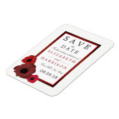 Red Poppies en Burlap Wedding Save the Date Magneet (Linkerzijde)