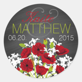 Red Poppies en Chalkboard Wedding Label
