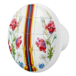 Red Poppies en Daisies Ceramic Pull Keramische Knop