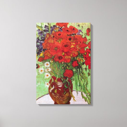 Red Poppies en Daisies door Vincent van Gogh Canvas Afdruk (Voorkant)