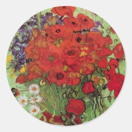 Red Poppies en Daisies door Vincent van Gogh Ronde Sticker