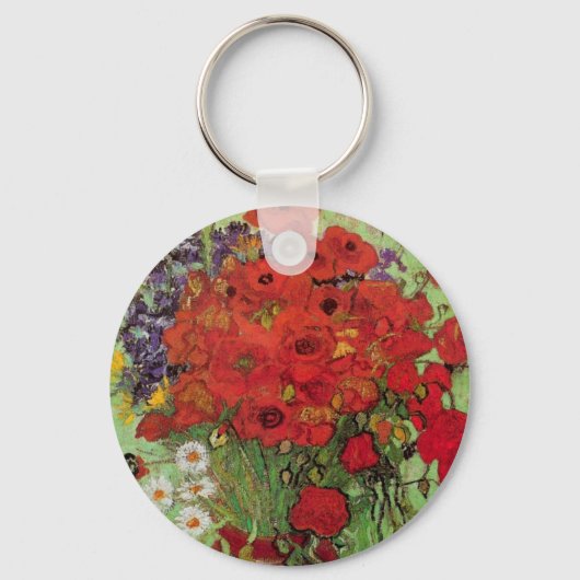 Red Poppies en Daisies door Vincent van Gogh Sleutelhanger (Achterkant)