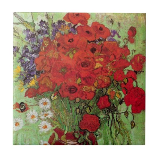 Red Poppies en Daisies door Vincent van Gogh Tegeltje (Voorkant)