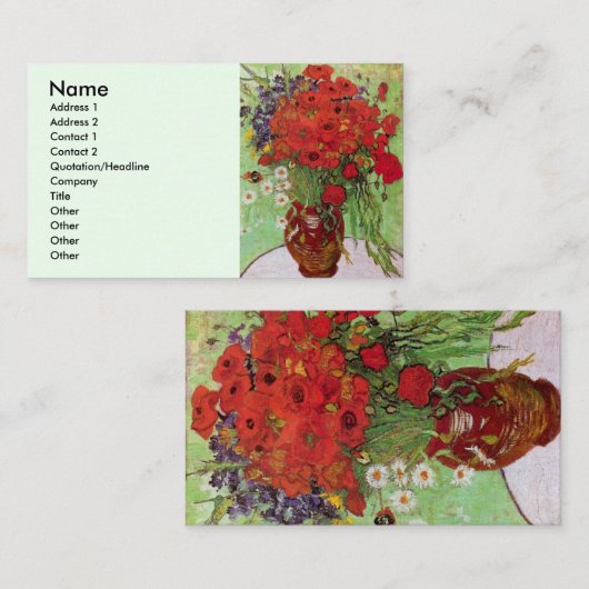 Red Poppies en Daisies door Vincent van Gogh Visitekaartje (Voorkant / Achterkant)
