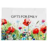 Red Poppies en Spring Flowers Illustration Groot Cadeauzakje (Achterkant)