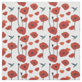 Red Poppies Fabric Stof