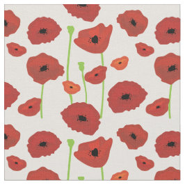Red Poppies Fabric. Stof