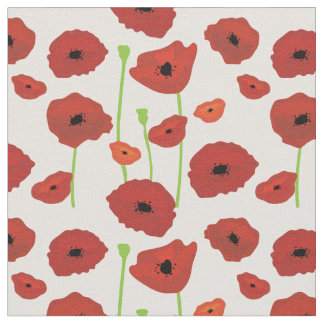 Red Poppies Fabric. Stof